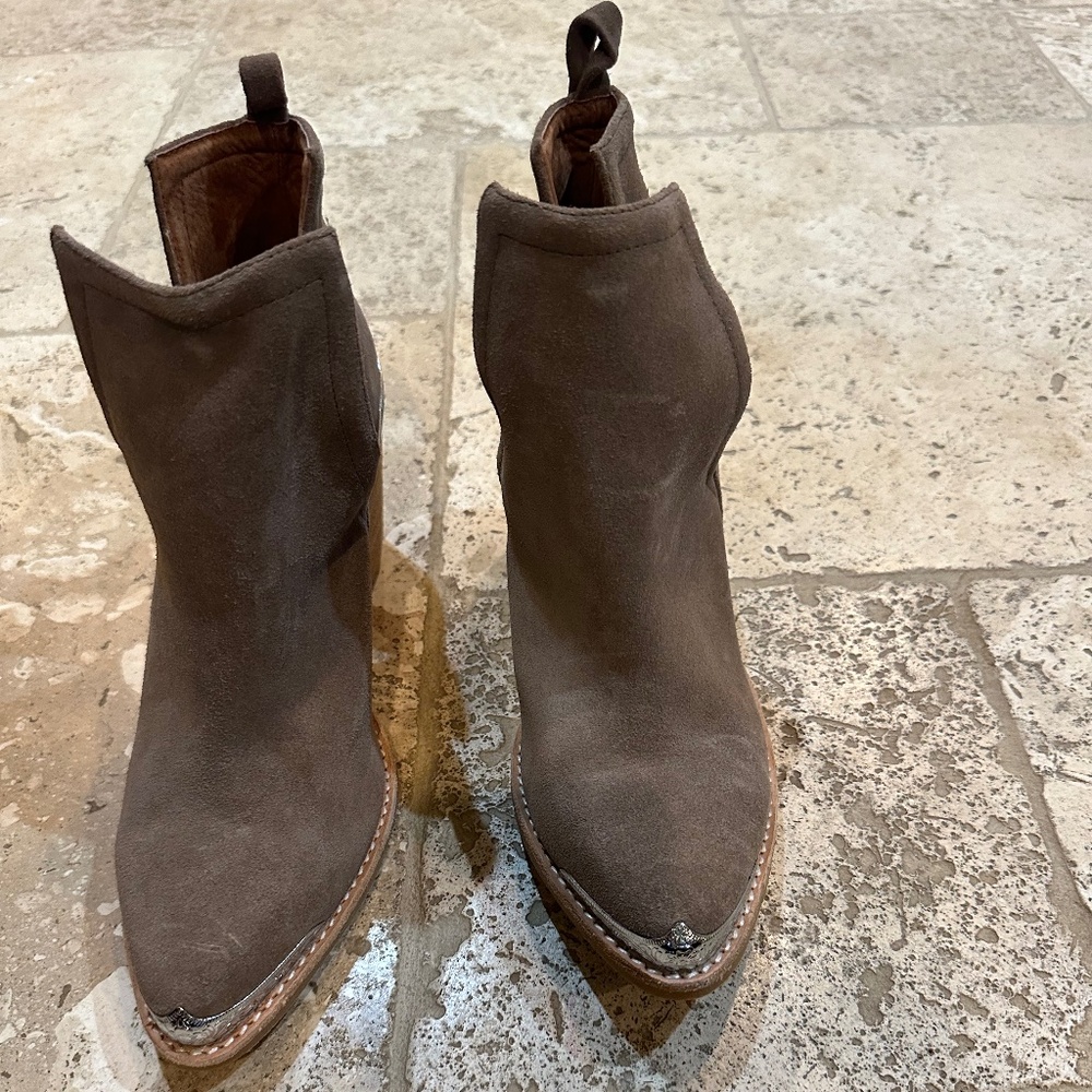 Jeffrey Camp elk taupe suede/leather booties